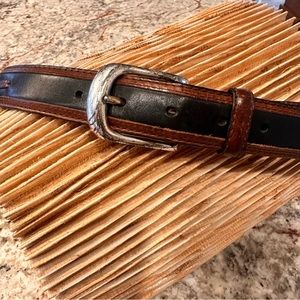 Classic Black and Brown Leather Belt